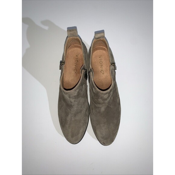 Vionic Women's 8M Ankle Boots Stone Grey Leather Waterproof Zip Booties EU 38.5 - Picture 5 of 9